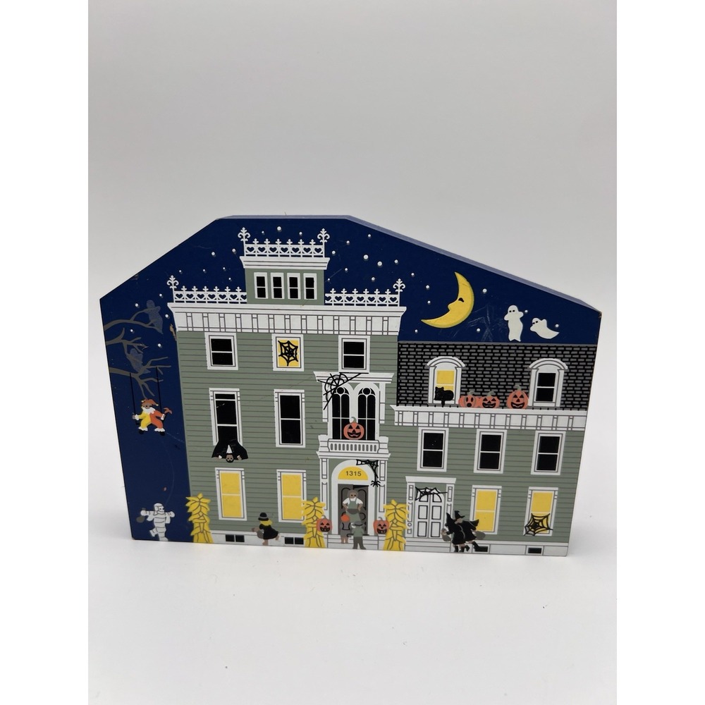 VTG Cat's Meow Halloween Eerie Estate 1997 Wooden Shelf Sitter